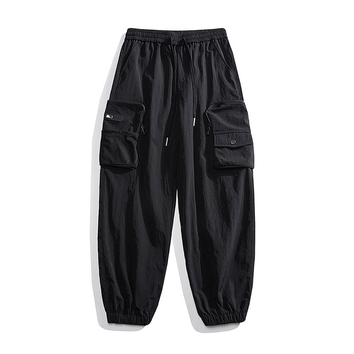 Unisex Lockere Nylon-Cargohose mit elastischem Bund und Knöchelbündchen Drune