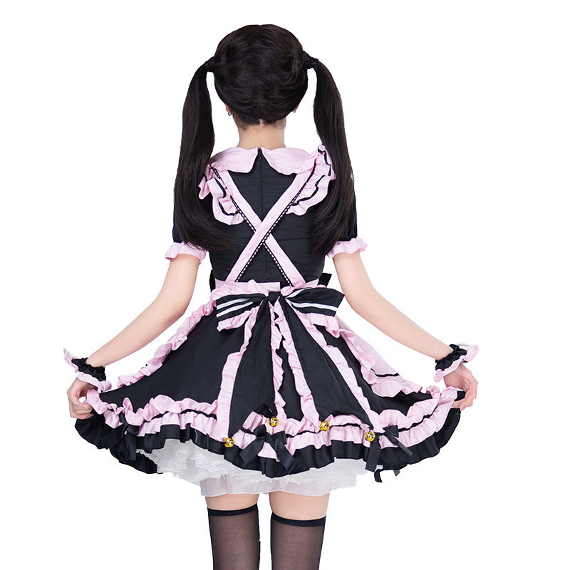 Mädchen verspieltes Kostümkleid mit Rüschen und Katzenohren Drune