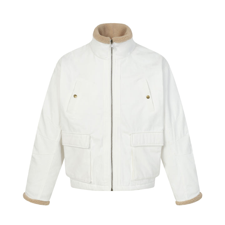 Herren Kurzblouson im Field‑Style mit Teddyfutterkragen und Cargo‑Taschen Drune