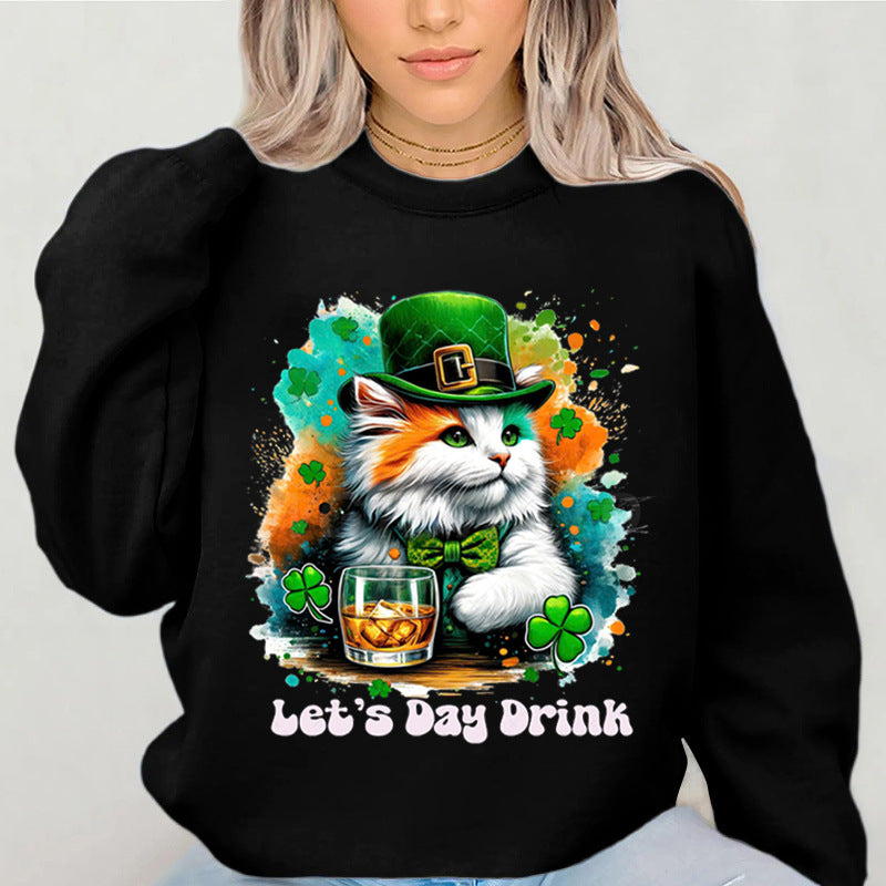 Damen Sweatshirt mit lustigem Katzenmotiv und inspirierendem Schriftzug Drune