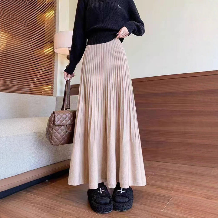 Damen eleganter Faltenrock mit hohem Bund Drune