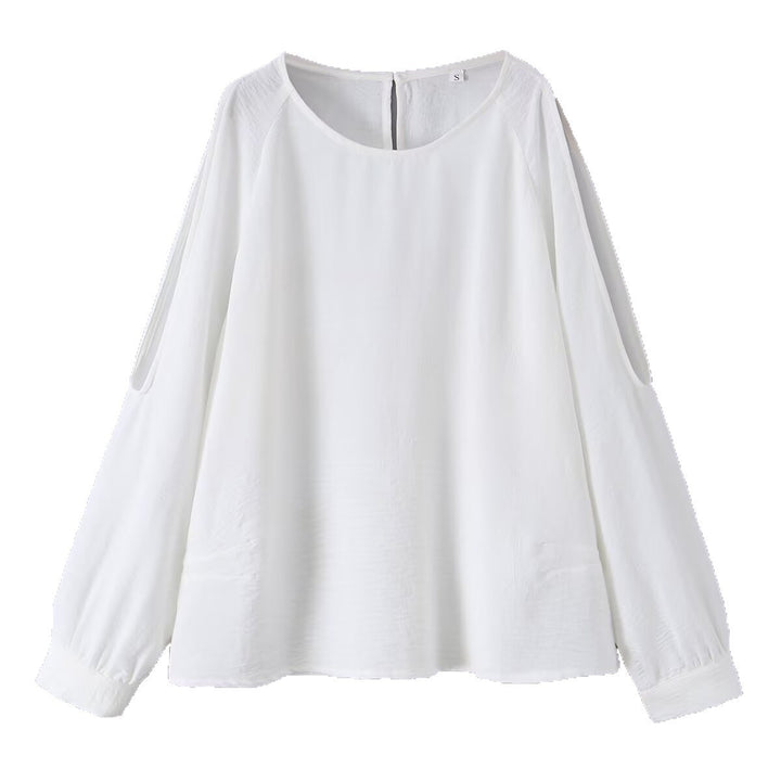 Damen Leichte Oversize-Bluse mit Cut-Out-Ärmeln und Rundhalsausschnitt Drune