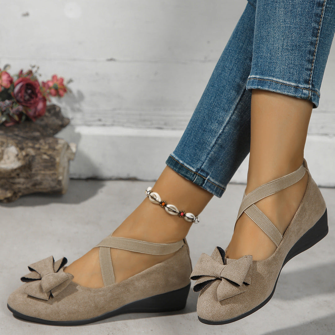 Damen Ballerinas mit modischem Schleifenakzent und elastischem Riemen Drune