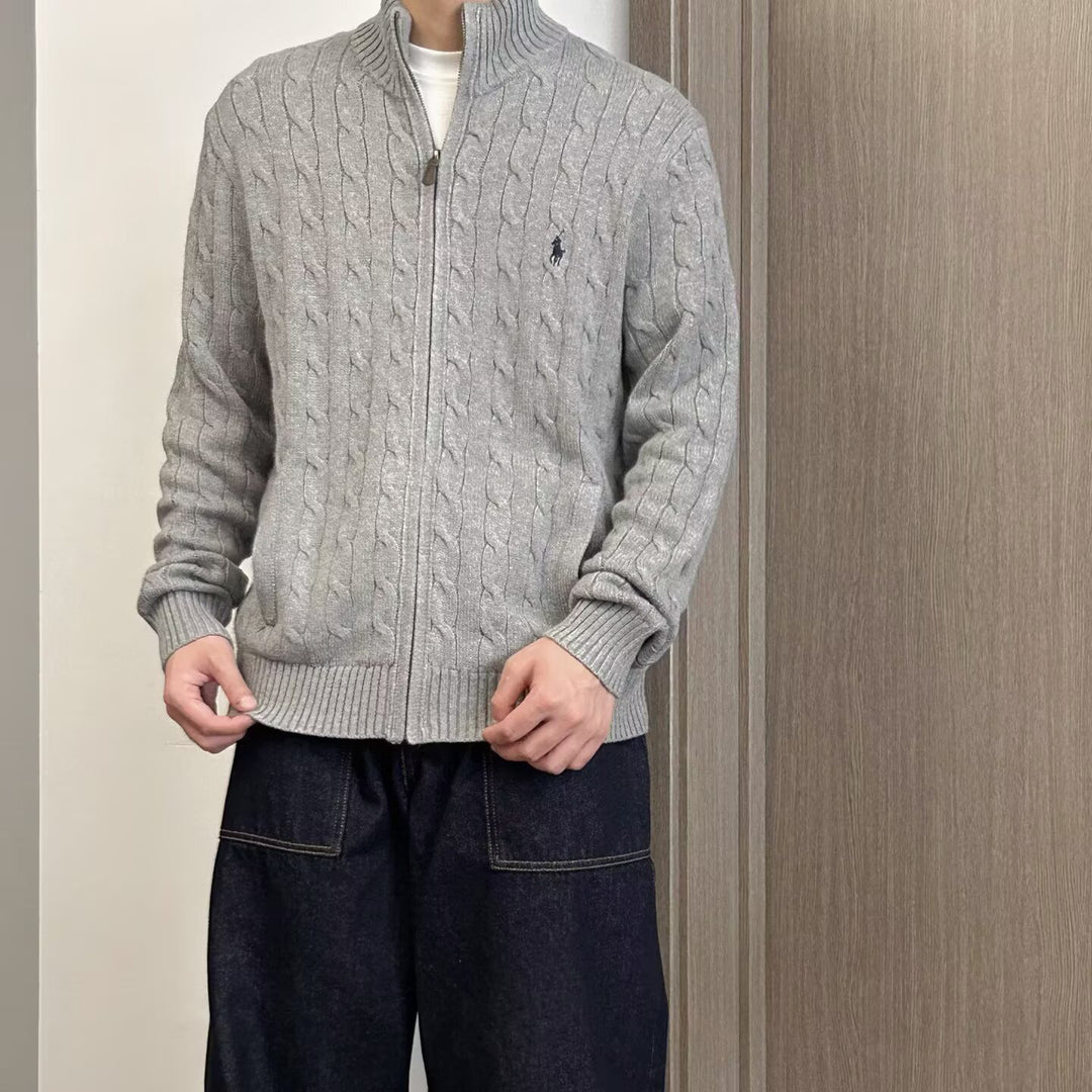 Herren Modische Strickjacke mit Kabelmuster Drune