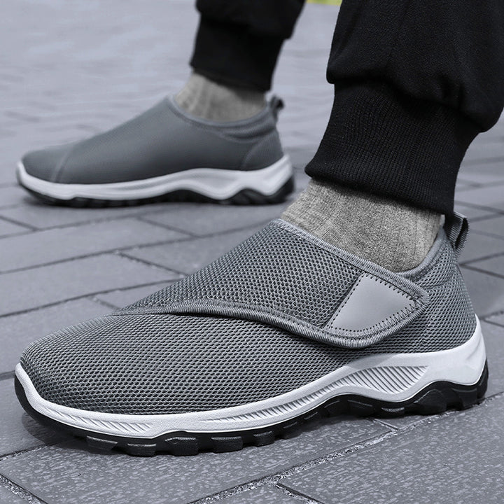 Herren nan atmungsaktiver Slip-On Mesh-Sneaker mit Klettverschluss, gepolsterter Komfortsohle und rutschfester Profilsohle Drune