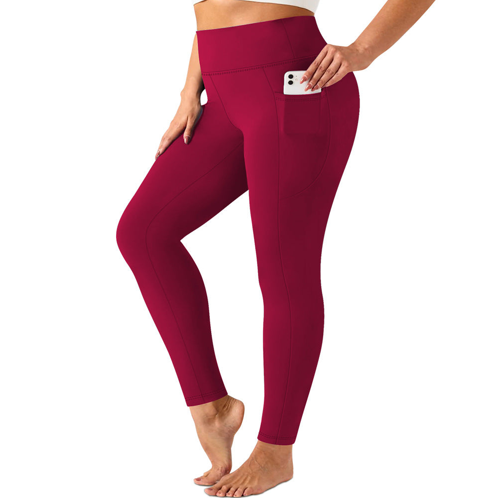 Damen hochtaillierte Sportleggings mit Seitentasche und formendem Stretchmaterial Drune