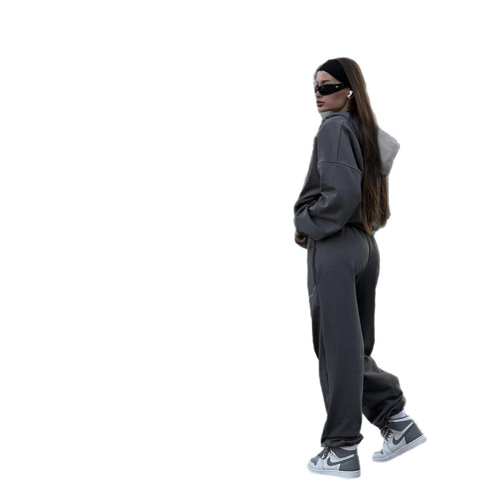 Damen Zip-Hoodie und Relax-Fit Jogginghose aus French-Terry mit elastischem Bund und Kängurutaschen Drune