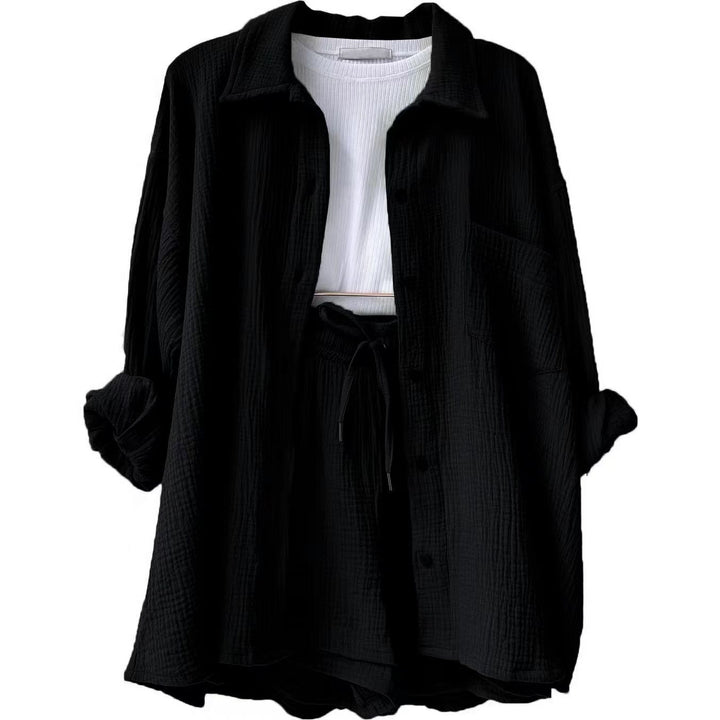 Damen lässiges Oversize-Hemd mit kurzem Schnitt und praktischen Taschen Drune