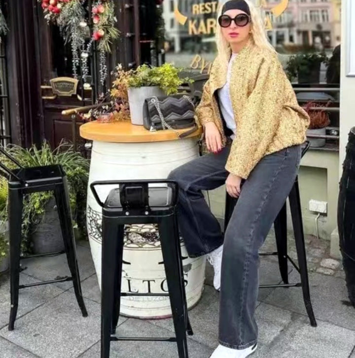 Damen Glamouröse Paillettenjacke mit kurzem Schnitt und eleganten Akzenten Drune
