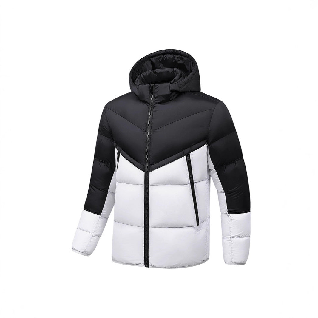Herren Leichte Daunenoptik-Steppjacke mit Kapuze, winddichter Thermoisolierung und vertikalen Reißverschlusstaschen Drune