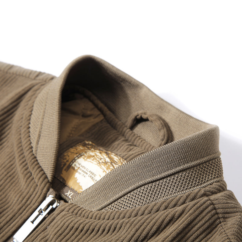 Herren Kordvelours Bomberjacke mit feiner Breitcord-Struktur, Stehkragen und innenliegendem Futter Drune