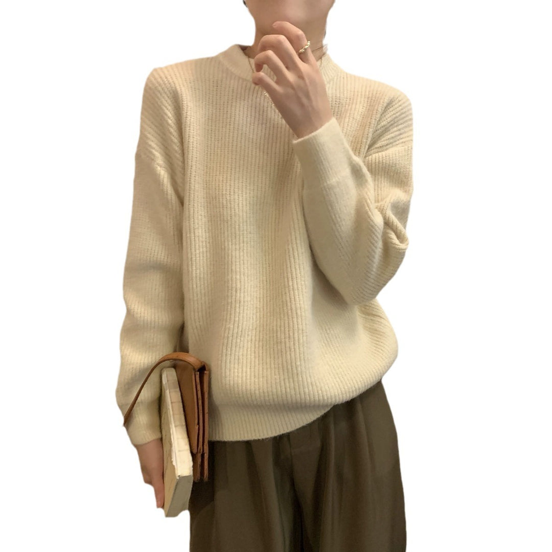 Damen bequemer Strickpullover mit feinem Rippenmuster und lässigem Schnitt Drune