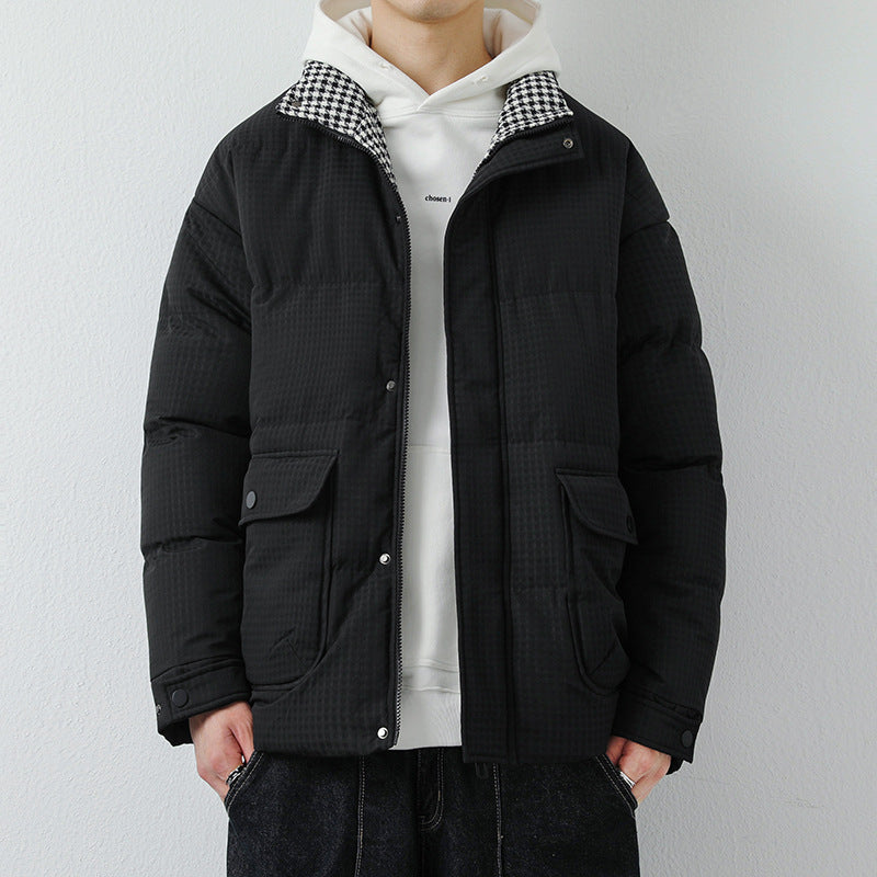 Herren Modische Pufferjacke mit Karokragen Drune