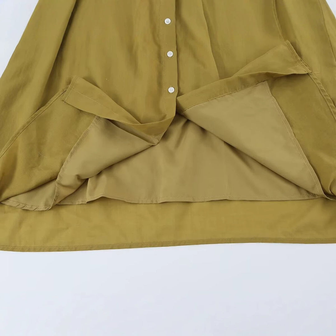 Damen Ärmelloses Hemdblusenkleid mit Kellerfalten, durchgehender Knopfleiste und Taillengürtel Drune