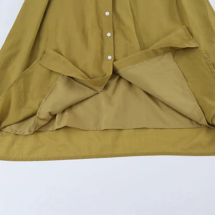 Damen Ärmelloses Hemdblusenkleid mit Kellerfalten, durchgehender Knopfleiste und Taillengürtel Drune