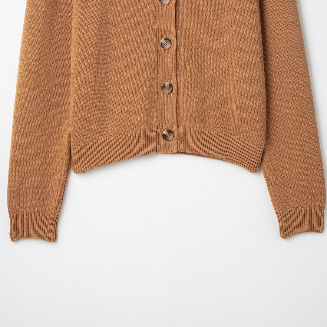 Damen Strickjacke mit Knopfdetails und Rundhalsausschnitt Drune