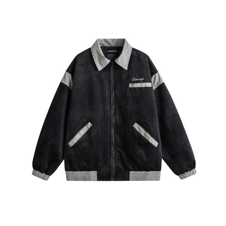 Unisex Harrington-Blousonjacke mit Strukturstoff und Kontrastbesatz Drune