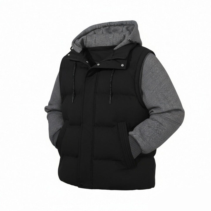Herren Gepolsterte Hybrid-Kapuzenweste mit Sweatärmeln und Steppkörper Drune