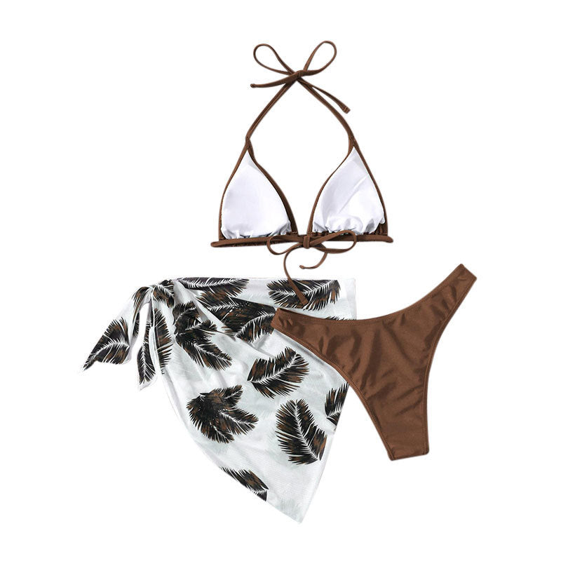 Damen Triangel-Bikini mit bedrucktem Wickelrock Drune