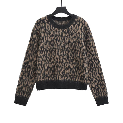 Damen Grobstrick-Pullover mit Leo-Jacquard, weichem Flor und Rundhals Drune