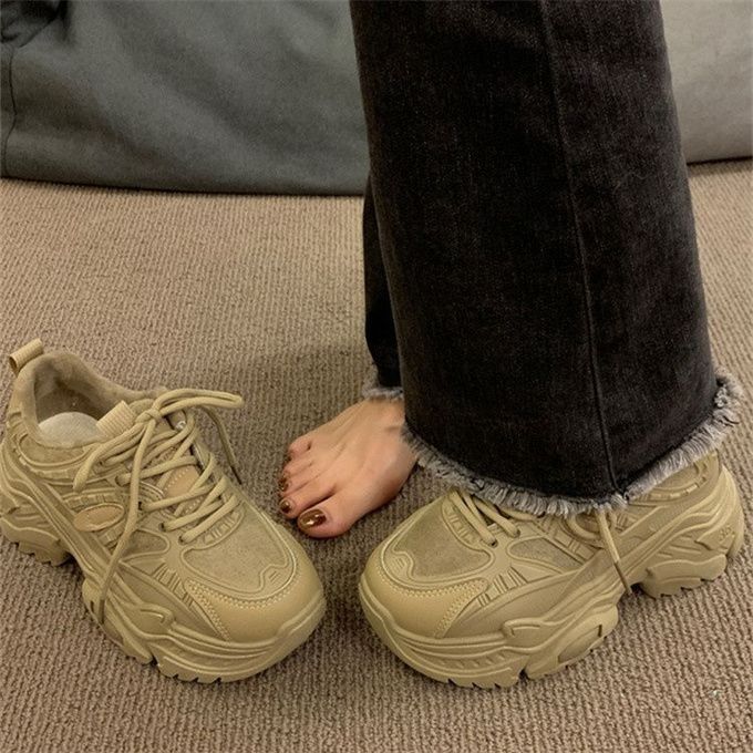 Damen Chunky Sneakers mit atmungsaktiver Mesh-Oberfläche und gepolsterter Sohle Drune