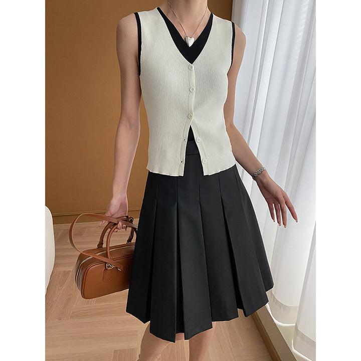 Damen stilvolle Strickweste mit feinen Knopfdetails und figurbetontem Schnitt Drune