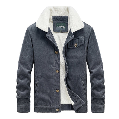 Herren Cord‑Blouson mit durchgehendem Sherpa‑Innenfutter und Umlegekragen Drune