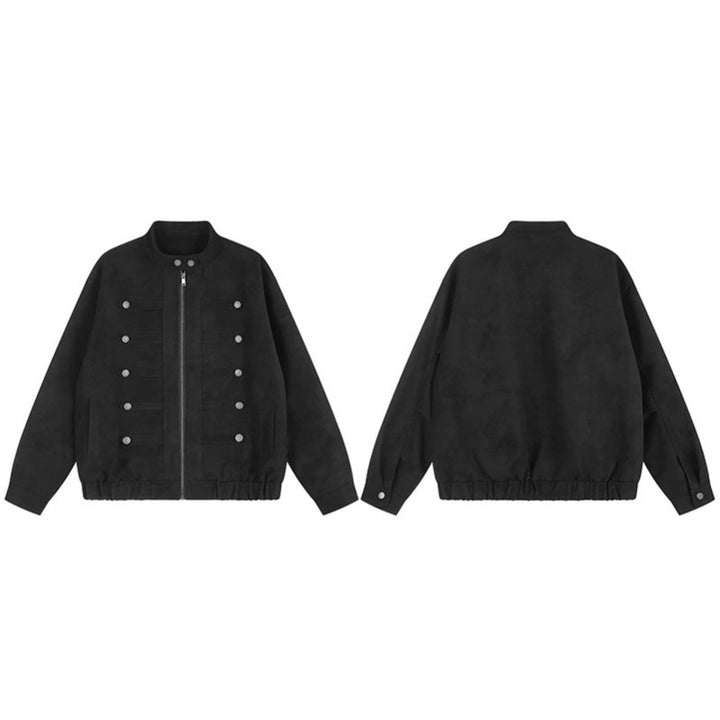 Damen Militärinspirierte Oversize-Jacke mit Stehkragen und Zierknopfreihe Drune