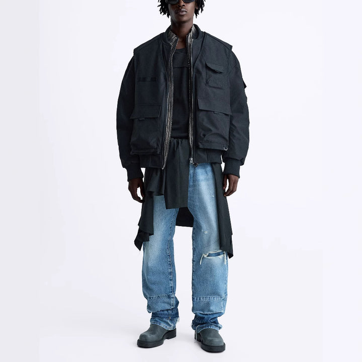 Herren Utility-Blouson mit Mehrfach-Taschen und Stehkragen Drune
