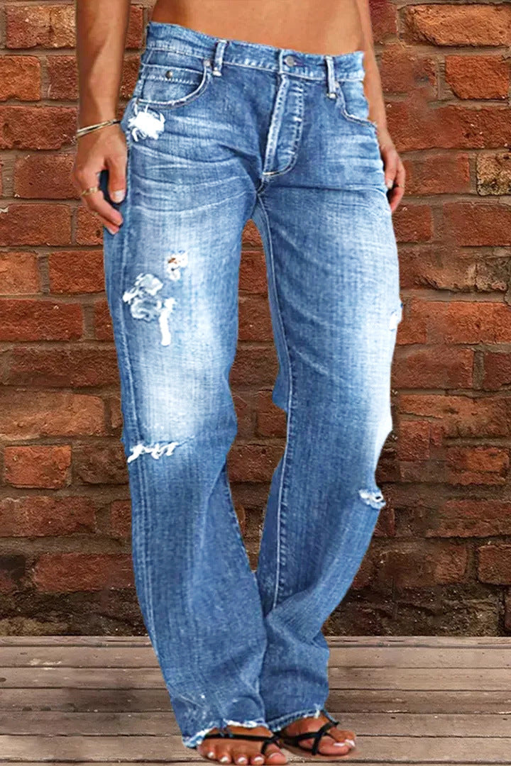 Damen lockere Jeans im Used-Look Drune
