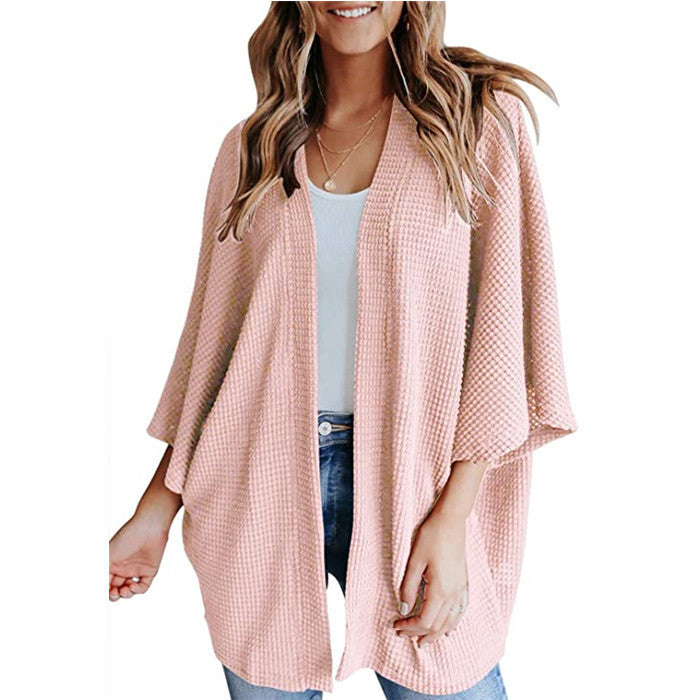 Damen lässiger Strickjacke im Waffelmuster Drune