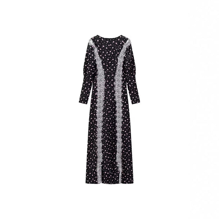 Damen Maxikleid mit Spitzenbesatz und floralem Alloverprint Drune