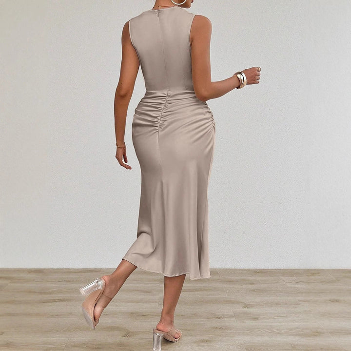 Damen Elegantes Midi-Kleid mit taillierter Passform und raffinierter Raffung Drune