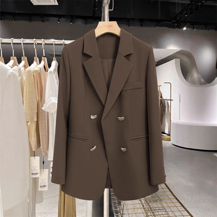 Damen Modischer Zweireiher Blazer Drune