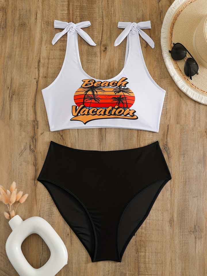 Damen Crop-Top-Bikini-Set mit verspielten Schleifen Drune