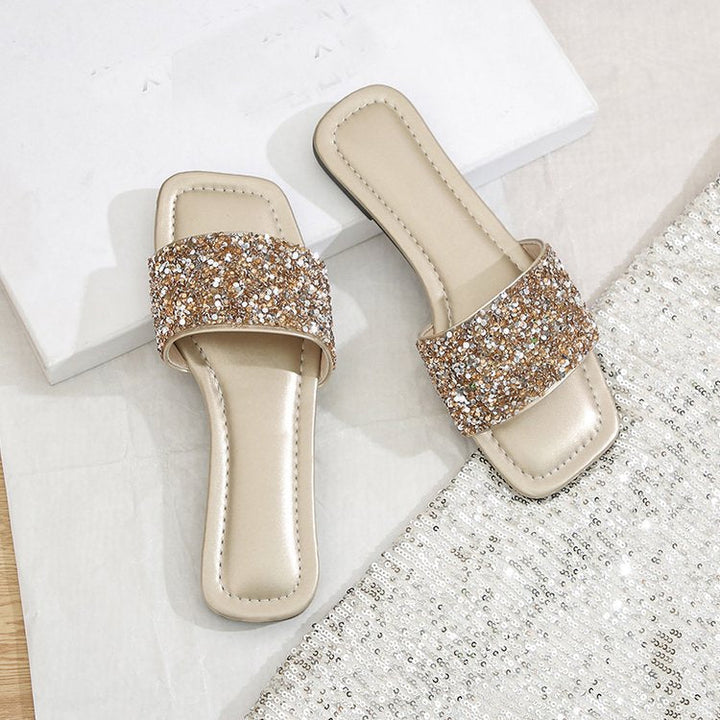 Damen Glamouröse Riemchen-Pantoletten mit funkelnder Strass-Applikation Drune