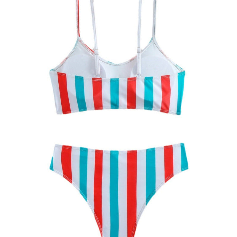 Damen Bikiniset mit eleganten Streifen und chicem Knoten Drune