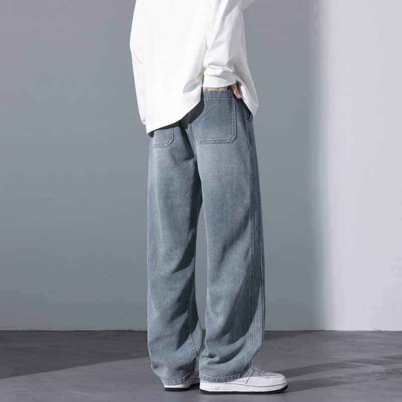 Herren Weite Vintage-Denim-Freizeithose mit Tunnelzug und relaxed Fit Drune
