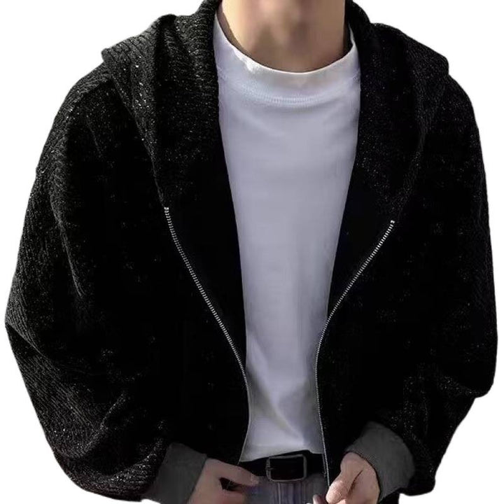 Unisex Oversized Strick-Kapuzenjacke mit Allover-Strukturmuster und Eingrifftaschen Drune