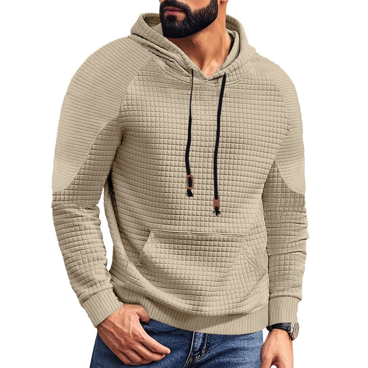 Herren nan Kapuzenpullover mit quadratischer Struktur, Raglanärmeln und Kängurutasche Drune