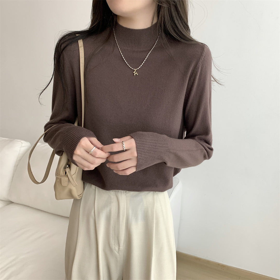 Damen Eleganter Rollkragenpullover aus hochwertigem Strickmaterial Drune