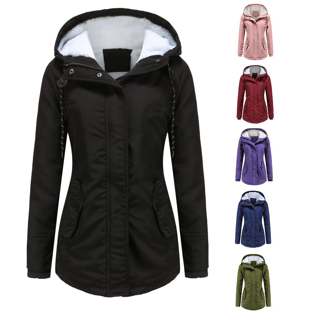 Damen nan gefütterte Winterparka mit Teddyfleece Innenfutter und Kapuze Drune