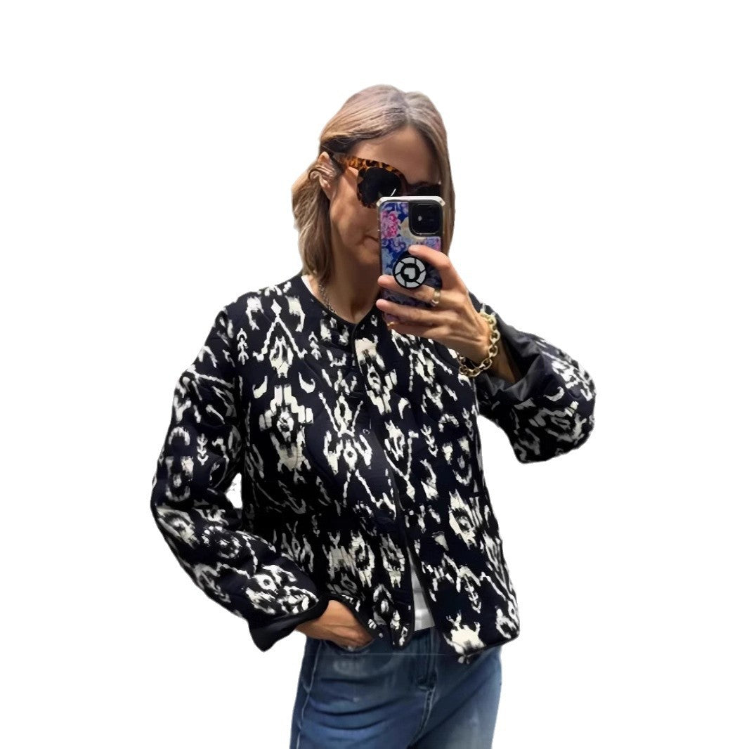 Damen Modische Übergangsjacke mit animalischem Muster und lässiger Passform Drune