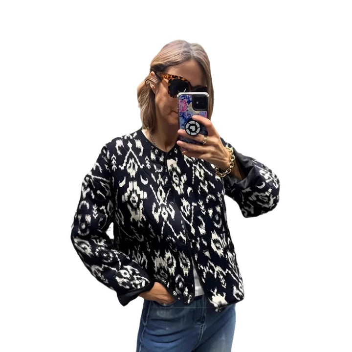Damen Modische Übergangsjacke mit animalischem Muster und lässiger Passform Drune