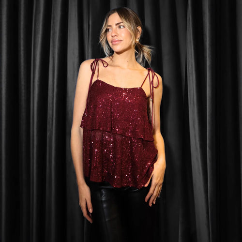 Damen Glänzendes Party-Top aus Pailletten Drune