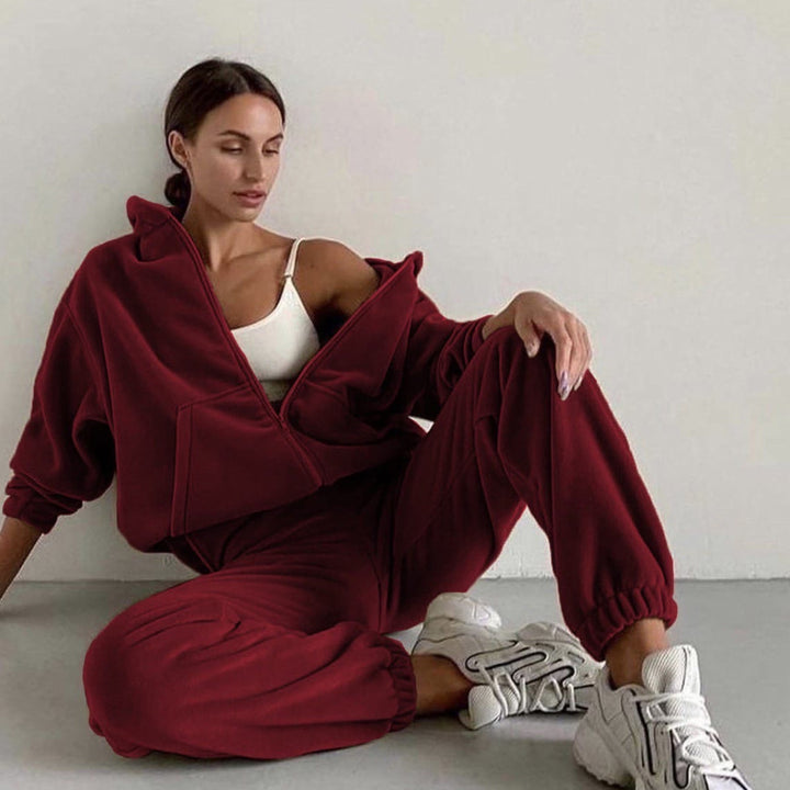 Damen oversized Hoodie mit Kängurutasche und Cargo-Jogginghose Set Drune
