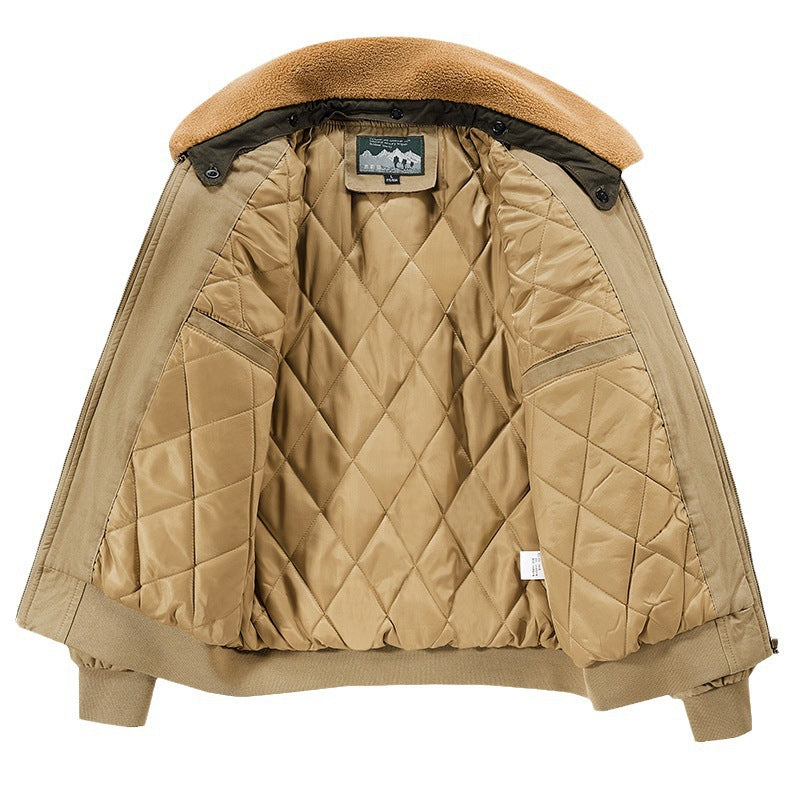 Herren Flieger-Bomberjacke im Canvas‑Look mit gesteppter Thermo‑Innenlage und Teddykragen Drune