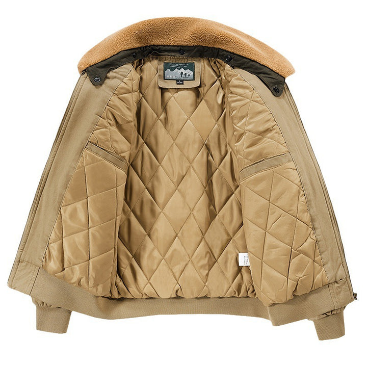 Herren Flieger-Bomberjacke im Canvas‑Look mit gesteppter Thermo‑Innenlage und Teddykragen Drune