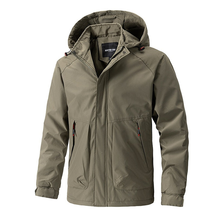 Herren Wasserabweisende Kapuzen‑Übergangsjacke mit Thermofutter, Utility‑Taschen & verstellbaren Manschetten Drune
