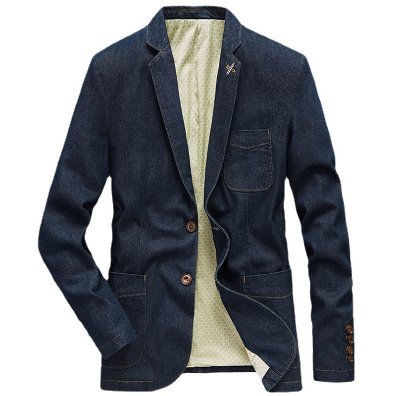 Herren Denim-Sakko im unstrukturierten Worker-Stil mit aufgesetzten Taschen Drune